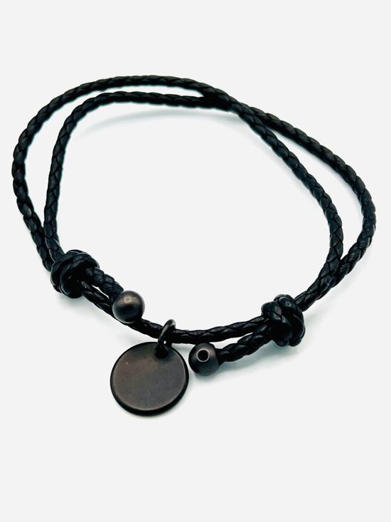 アクセサリー BOTTEGAVENETA Double Wrap Bracelet Black Bottega Veneta Black Braided Adjustable Leather Double Wrap